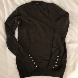 Zara Olive Green Sweater with Pearl Sleeves
